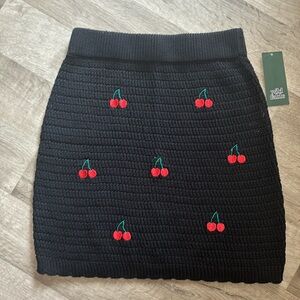 Black Knit Cherry Skirt